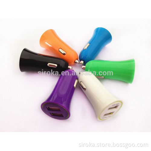 Newest 2-port USB:5V 2.1A+ 1A car charger for iphone 6 samsung portable charger
